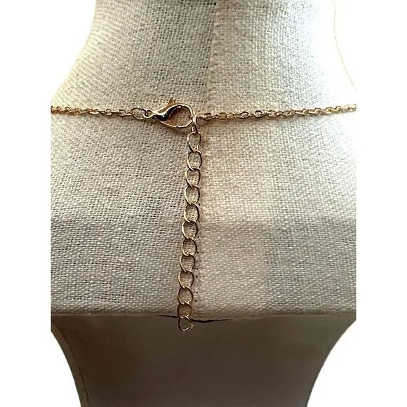 New Opal Copper Wire Wrapped Moon Pendant Gold Tone Necklace - Picture 13 of 13